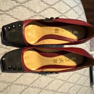 L.A.M.B. Red Leather Tuxedo Pump, 4.5 in heel